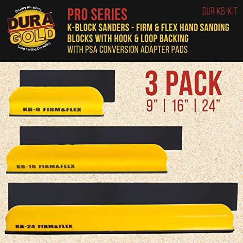 Firm & Flex Hand Sanding Block Kit, 9", 16" and 24" with Hook & Loop Backing V683191
