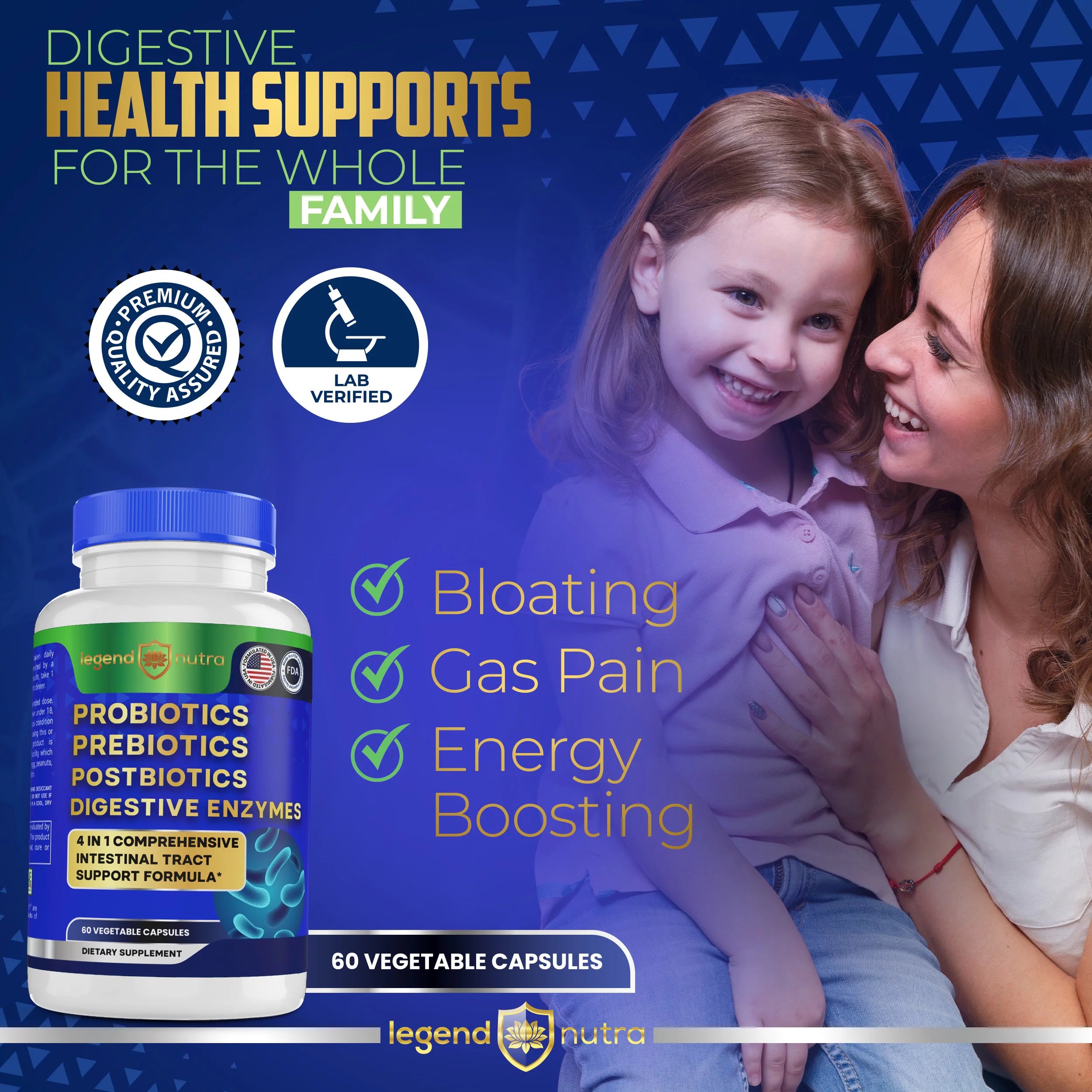 120 Ct Probiotics Prebiotics Postbiotics Digestive Enzymes D14767