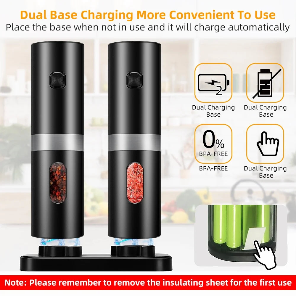 Set of 2 Rechargeable Electric Salt and Pepper Grinder with Adjustable Coarseness I775594