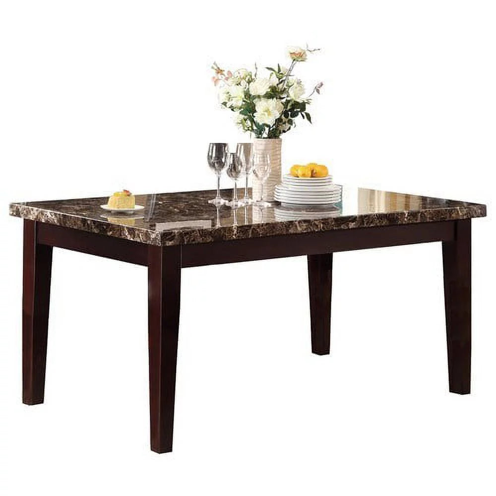 Espresso Dining Table with Faux Marble Top Q917