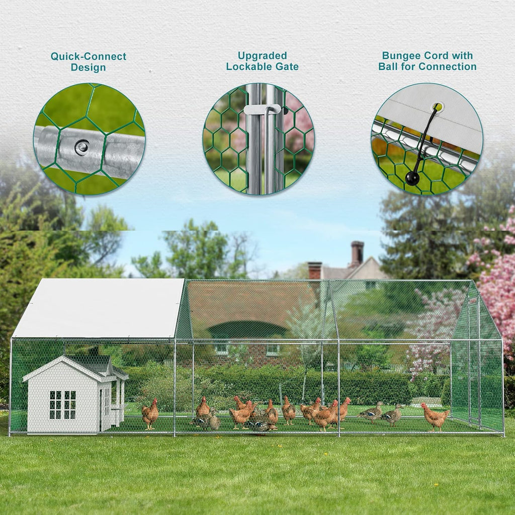Metal Chicken Coop Galvanized Steel Walk-in Poultry Cage E645