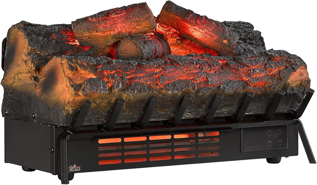 Rustic Pine Electric Log Set Heater with Remote Control X26935