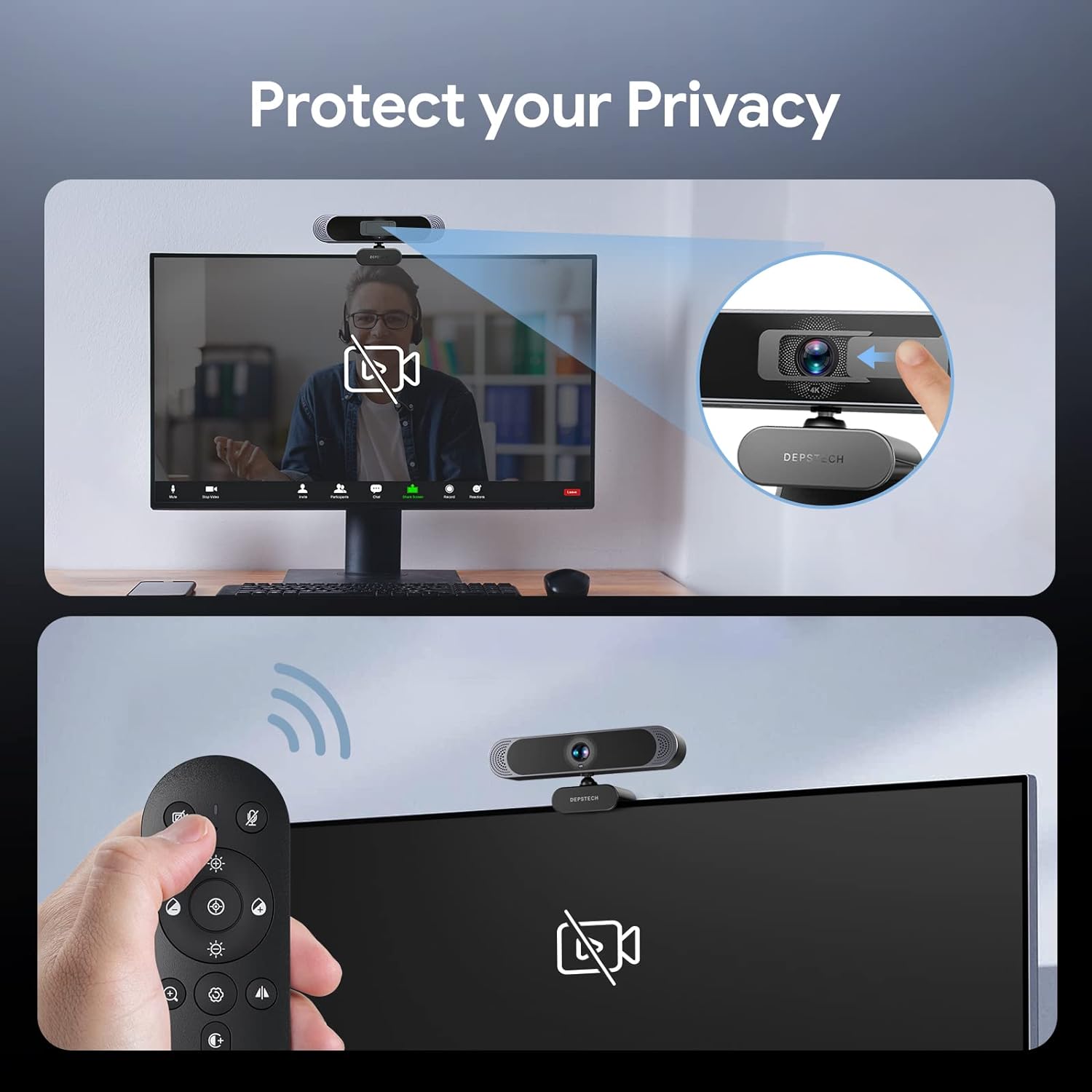 4K Webcam with Sony Sensor, 3X Digital Zoom, Dual Microphones, Auto Focus I8701
