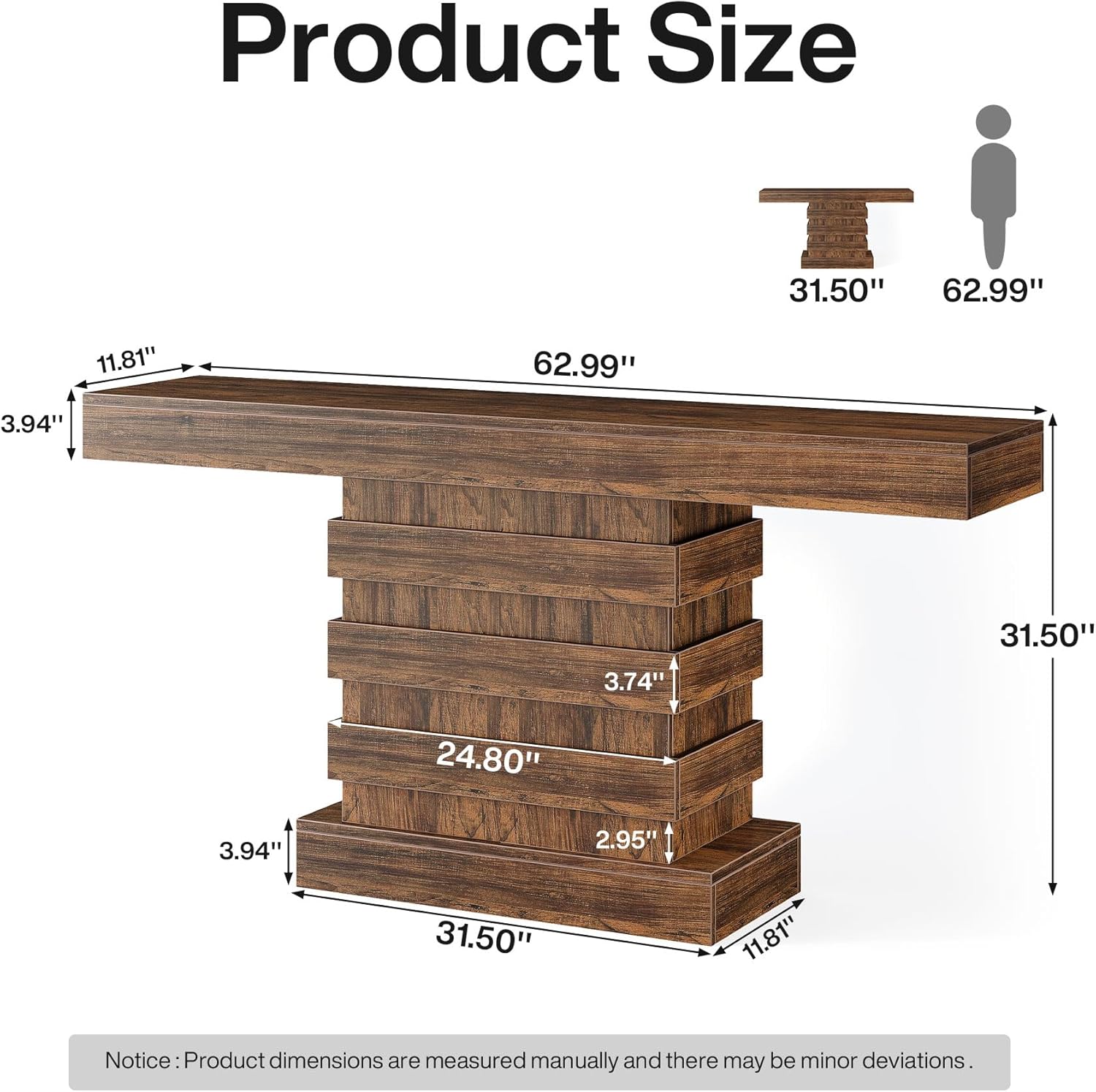 Rustic Brown 63-Inch Wooden Console Table F31392