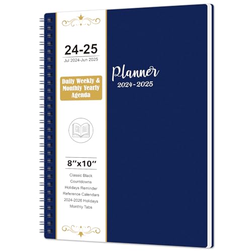 Academic Planner 2024-2025 Weekly and Monthly, 8" x 10", Black, Twin-Wire Binding Z464