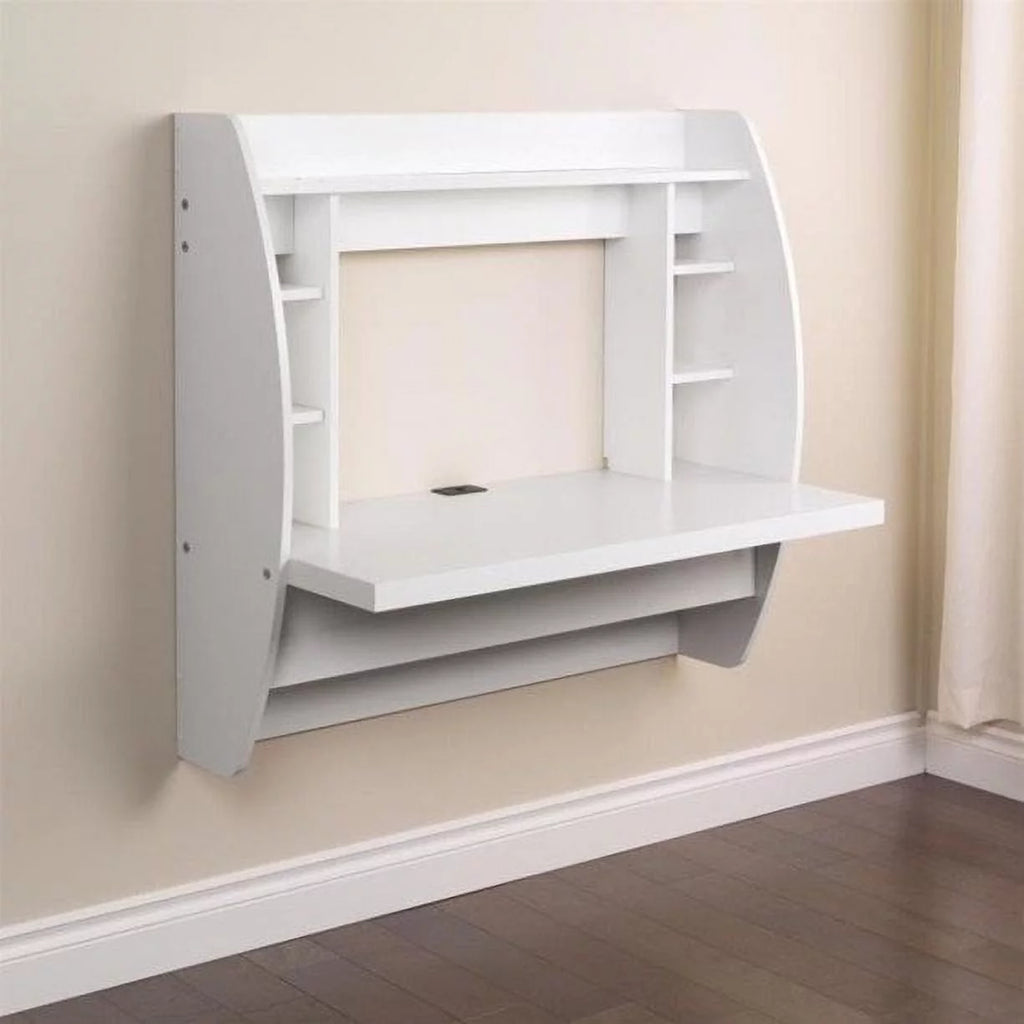 White Wall Mounted Desk with Storage R191