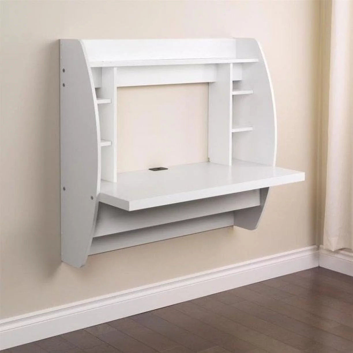 White Wall Mounted Desk with Storage R191
