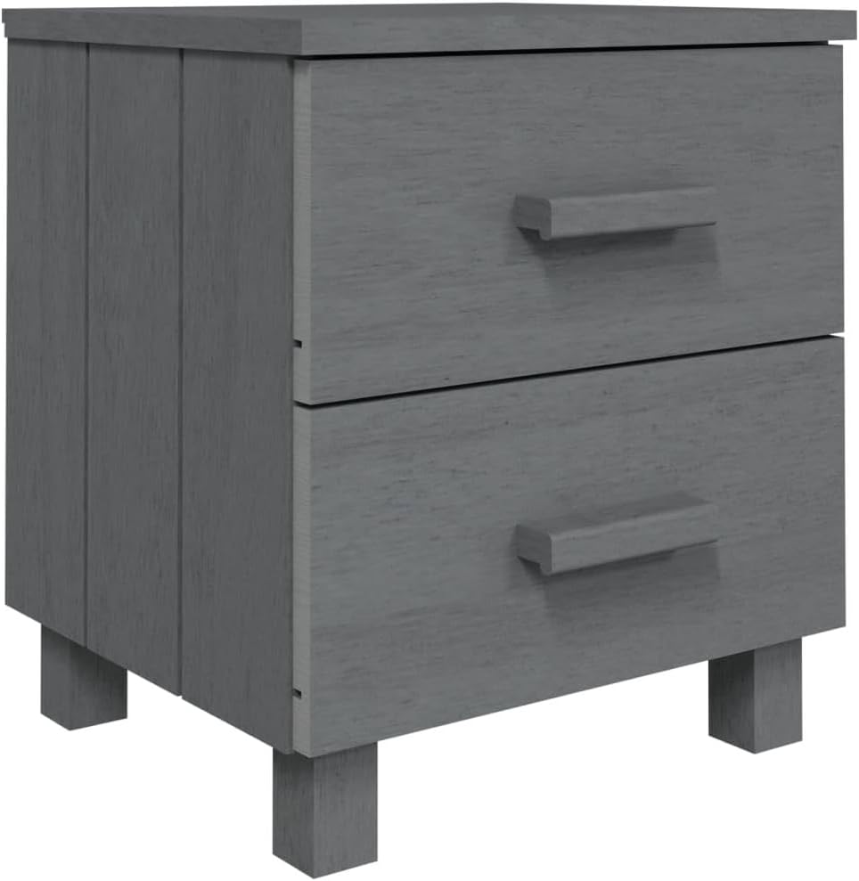 Solid Wood Bedside Cabinets - Dark Gray 2-piece E39214