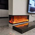Black L-shaped Recessed Electric Fireplace with Remote Control X12145