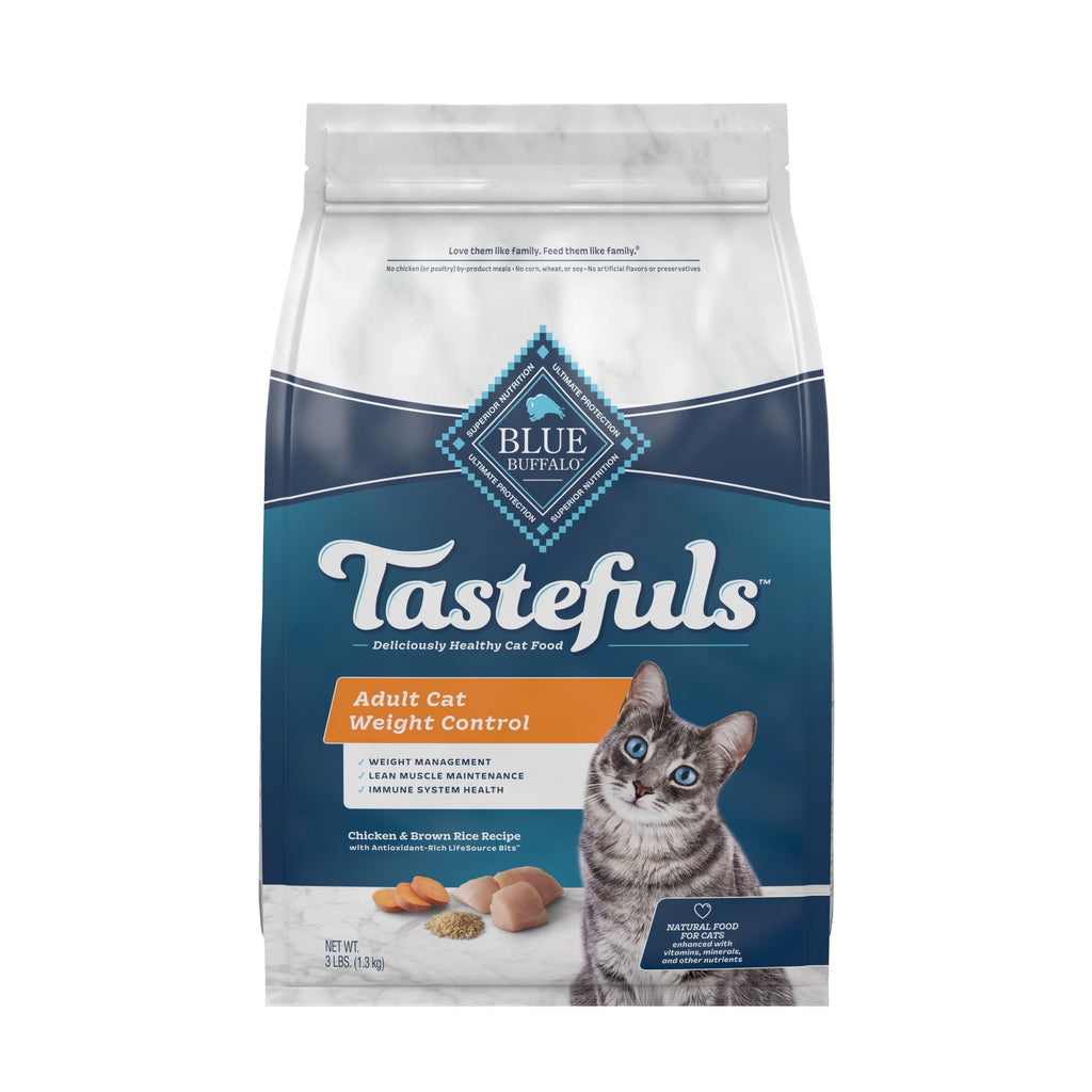 Blue Buffalo Tastefuls Weight Control Natural Adult Dry Cat Food, Chicken 3lb bag A3103