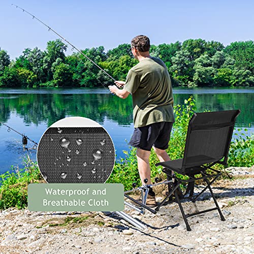 360 Degree Swivel Hunting Blind Chair with Carry Handle, 330 lbs Capacity, Waterproof, Silent Folding Chair with Armrest N2660