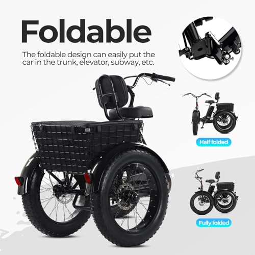 Black 20" x 4.0 Fat Tire Electric Tricycle O671