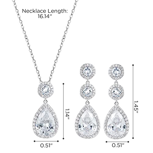 Teardrop Cubic Zirconia Necklace Earrings Set Q8019