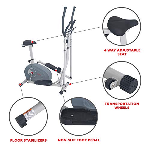 2-in-1 Magnetic Elliptical Upright Bike with Adjustable Seat U9028