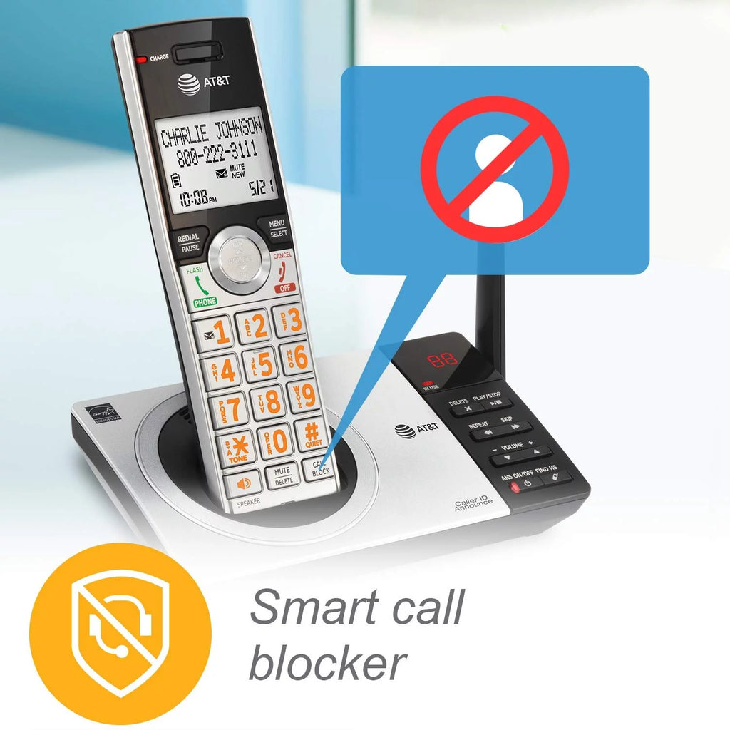 Silver/Black DECT 6.0 Expandable Answering System with 4 Handsets H995