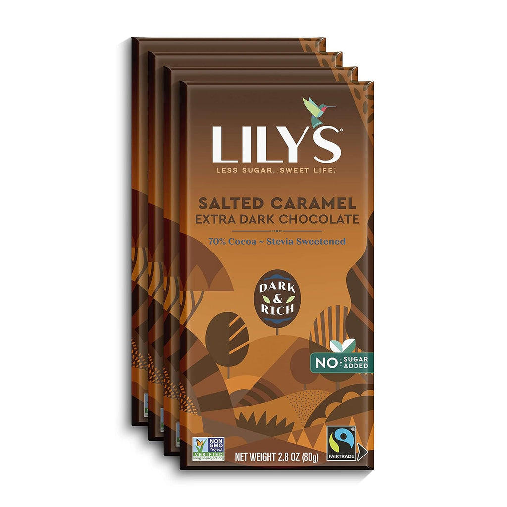 70% Cocoa Extra Dark Salted Caramel Chocolate Bar, 3 ounce 4-Pack E14011