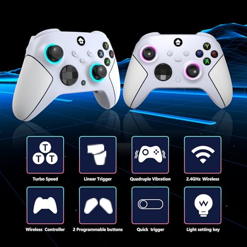 Wireless 2.4GHz Controller with 7 Colors RGB Light, 1000mAh Battery, 3.5mm Audio Jack P825