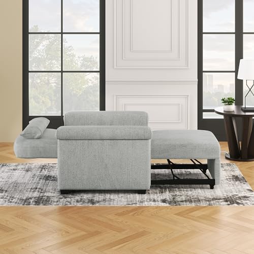 Dark Blue 3-in-1 Convertible Sofa Chair Bed with Adjust Backrest and Lumbar Pillow K615