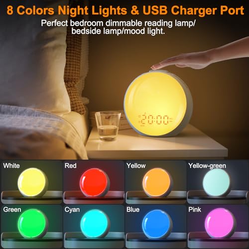 Sunrise Alarm Clock with Night Light, FM Radio, Dual Alarms E8447