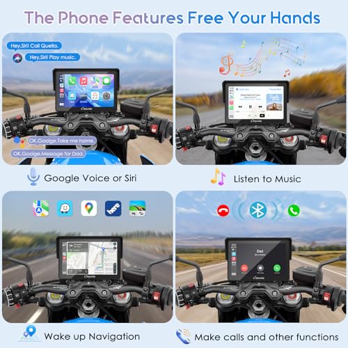 Wireless CarPlay Android Auto Motorcycle Screen, 6.3" Waterproof Touchscreen P5037