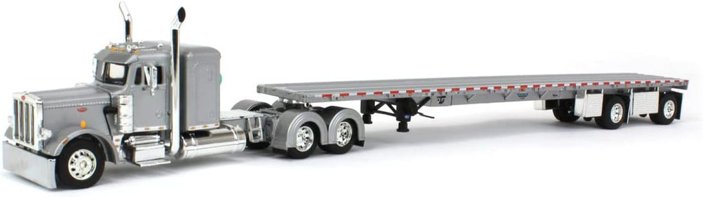 1/64 Silver Peterbilt 359 36" Flattop Sleeper with 53' Wilson Roadbrute Flatbed Trailer T67963