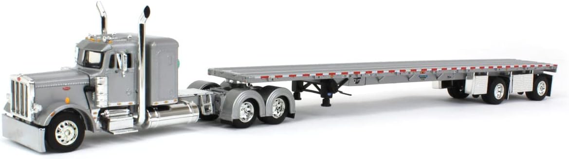 1/64 Silver Peterbilt 359 36" Flattop Sleeper with 53' Wilson Roadbrute Flatbed Trailer T67963