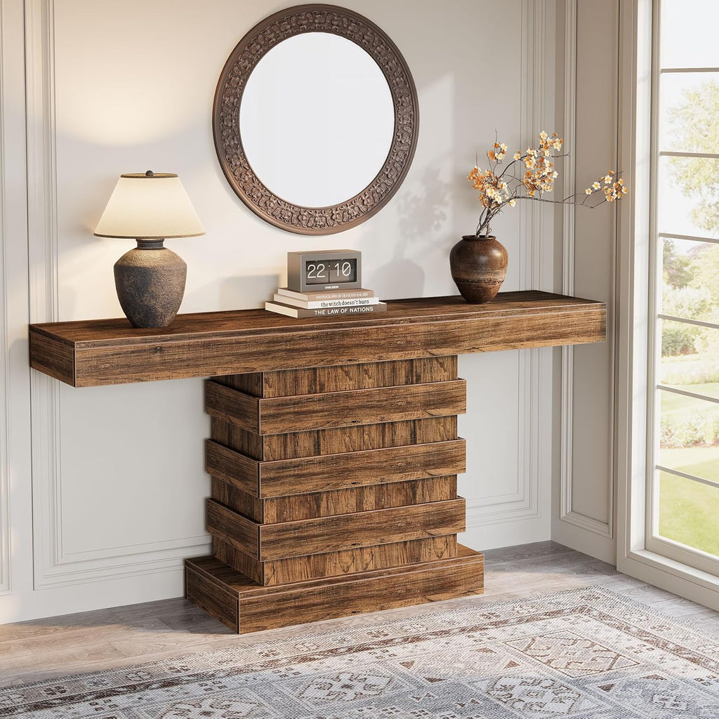 Rustic Brown 63-Inch Wooden Console Table F31392
