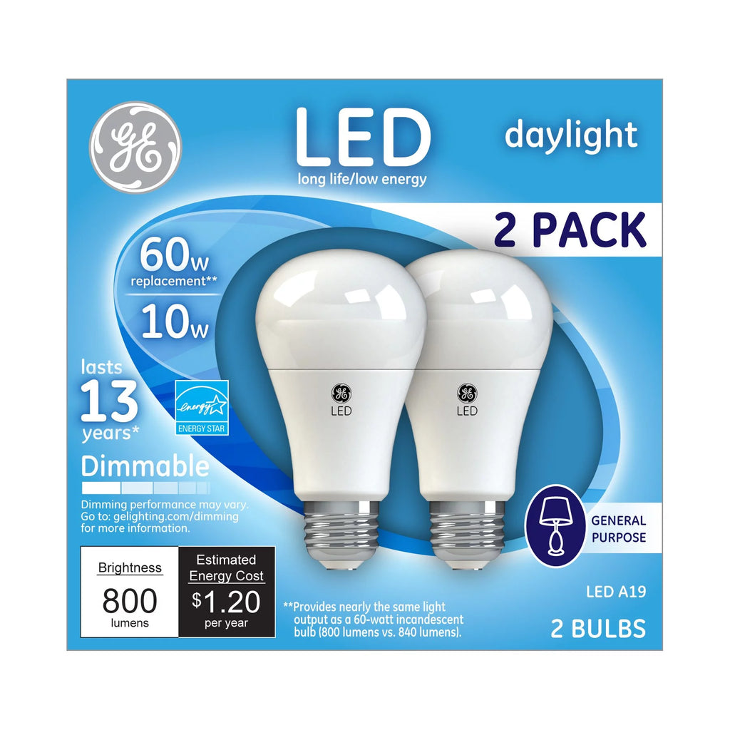 Daylight 10 Watt A19 Dimmable Light Bulbs (2 Pack) K899131