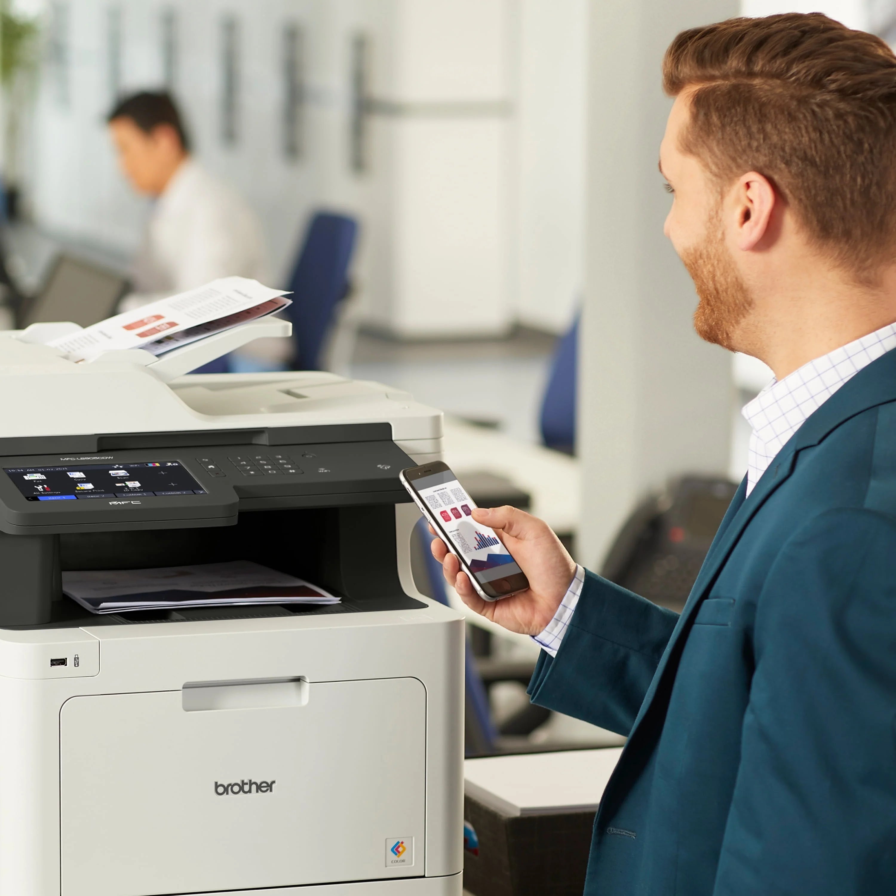 Color Laser All-in-One Printer with Duplex Print Copy Scan and Wireless Networking F562797
