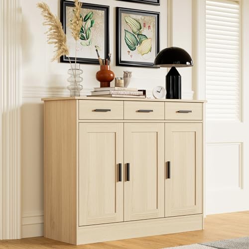 Oak Buffet Cabinet with 3 Drawers and 3 Doors Z890564
