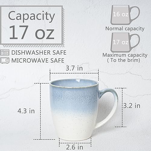 Ceramic Coffee Mug Set of 4, 17 Oz, Green Q8213