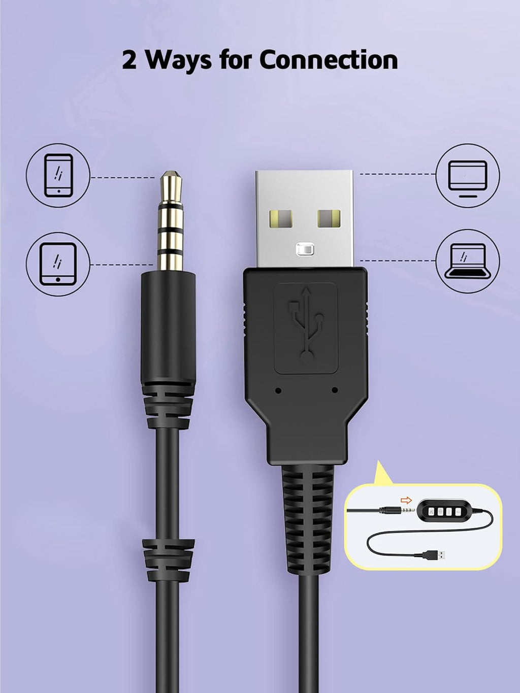 3.5mm/USB Noise Canceling Headset with Microphone F14003