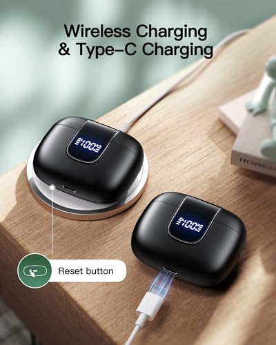 Wireless Earbuds Bluetooth 5.3 In-ear with Wireless Charging Case LED Power Display J3656