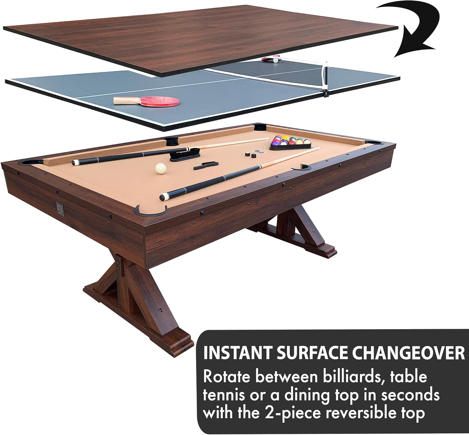 3 in 1 Multi Game Pool Table with Dining Top K602844