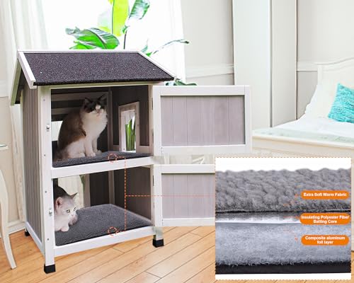 Large Outdoor Wooden Cat House with Escape Door B379