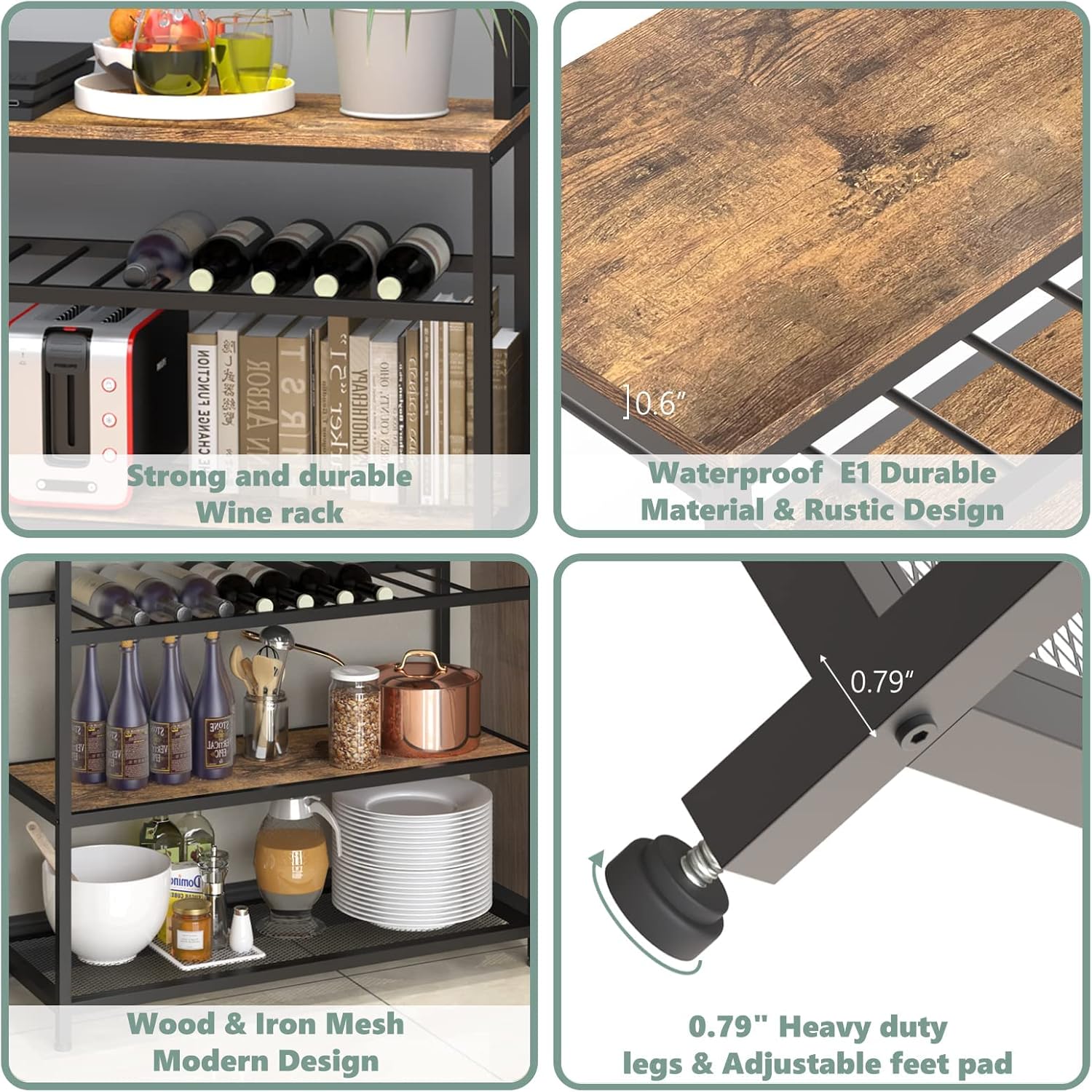 Industrial Kitchen Baker's Rack Microwave Oven Stand Kitchen Pantry Shelf Free Standing Utility Storage Cabinet Sideboard Y829