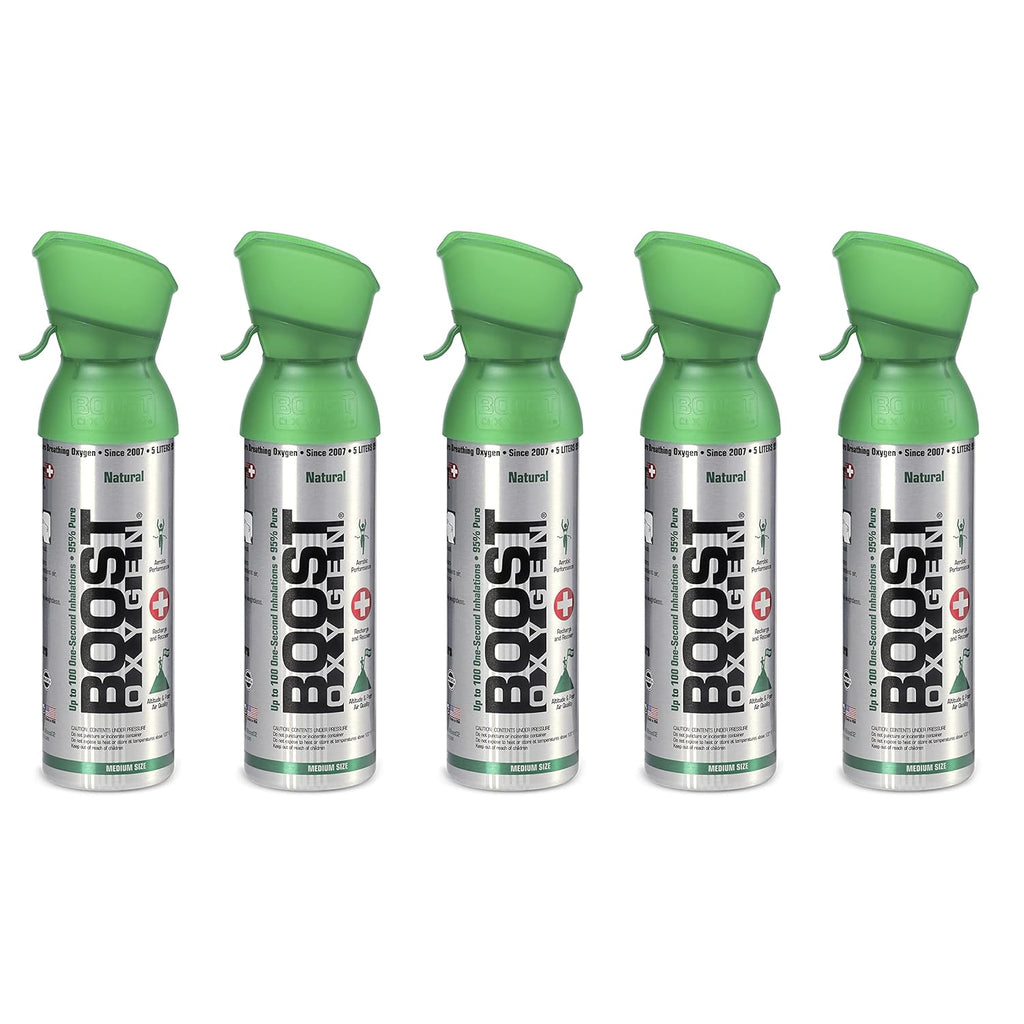 5 Liter Natural Pure Canned Supplemental Oxygen Bottle with Built in Mouthpiece (5 Pack) O2395