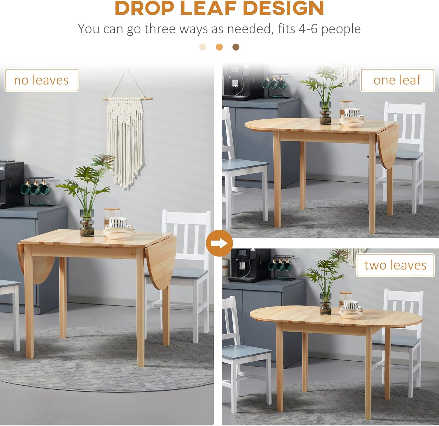 Solid Wood Drop Leaf Dining Table E236