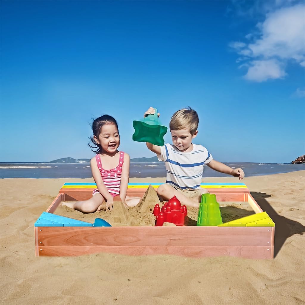 Large Wooden Sandbox with Seat Boards J65993