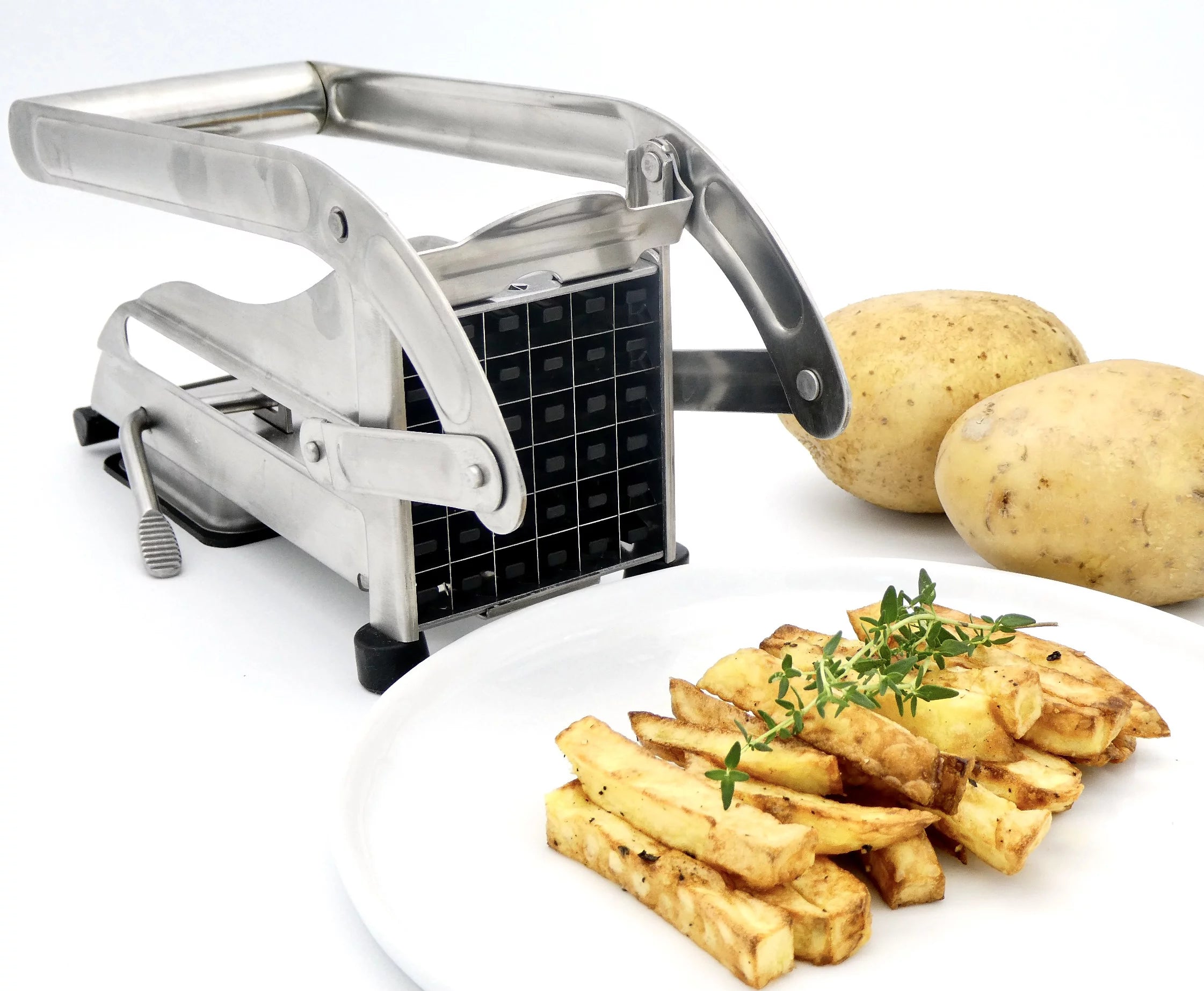 Stainless Steel French Fry Cutter with 1/2 and 1/3-Inch Blades F7095