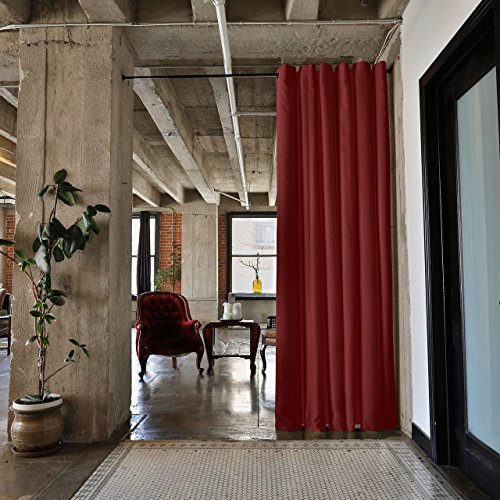 Tension Rod Room Divider Curtain Kit, 8ft Tall x 10ft - 12ft 6in Wide (Stone White) X225