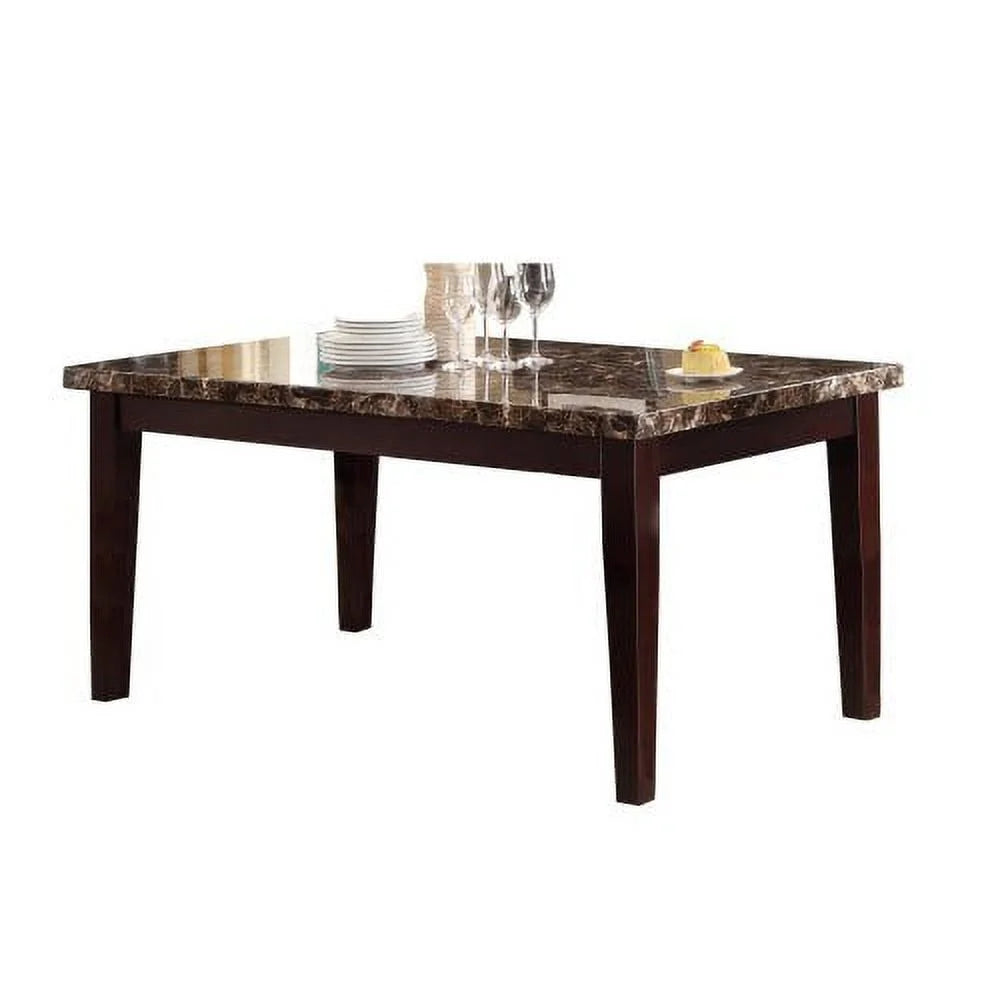 Espresso Dining Table with Faux Marble Top Q917