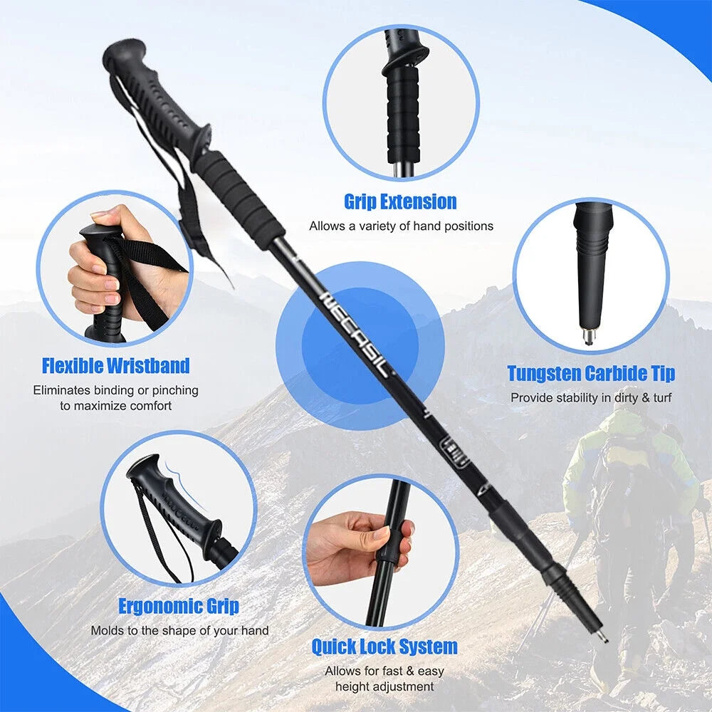 Blue Aluminum Quick Lock Trekking Poles Z634123