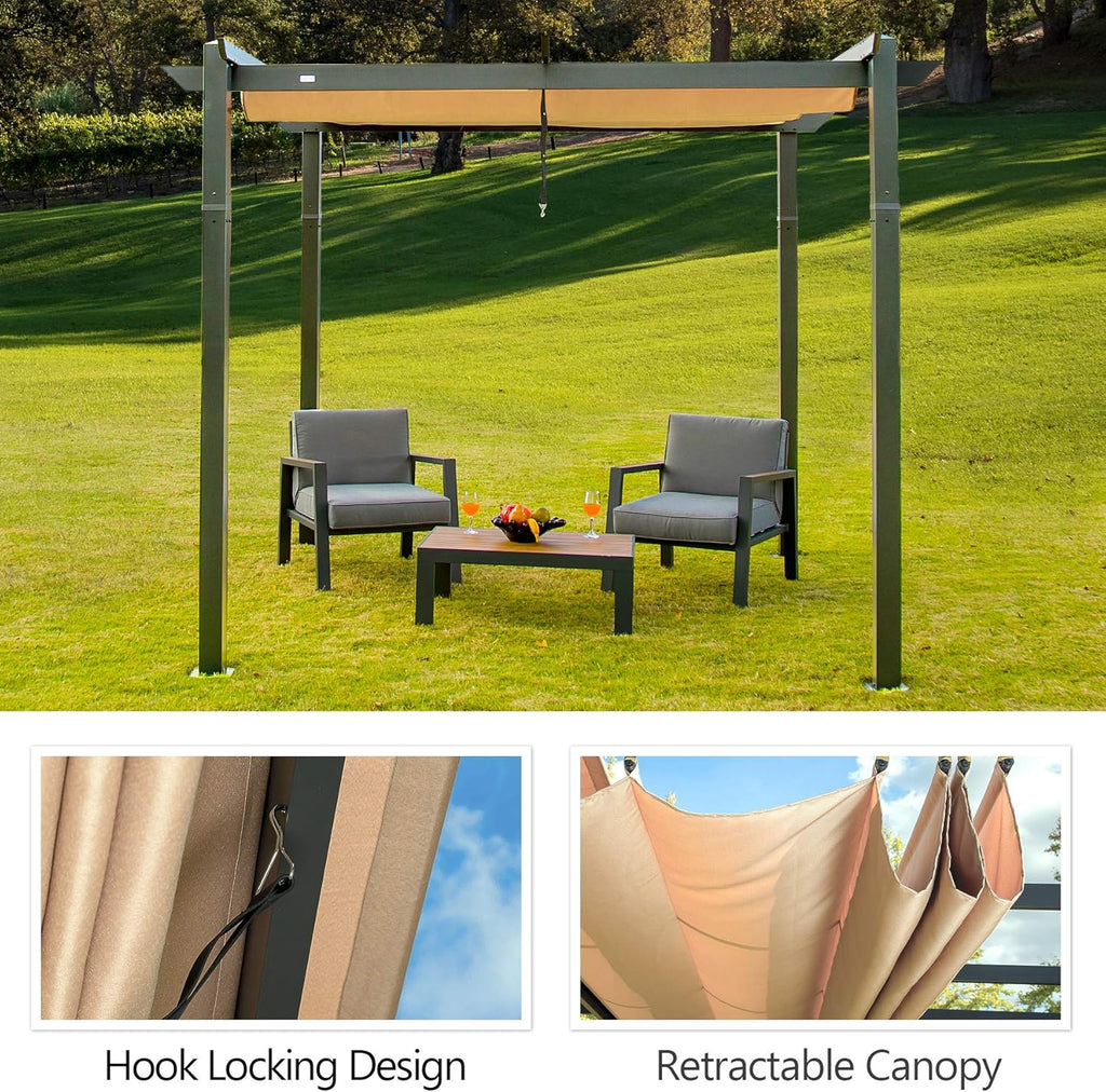 Aluminum Retractable Pergola with Natural Wood Looking Finish Z469