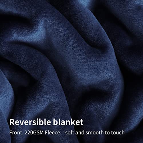 Dark Grey Queen Size Sherpa Flannel Reversible Throw Blanket 90x90 Inches X9524
