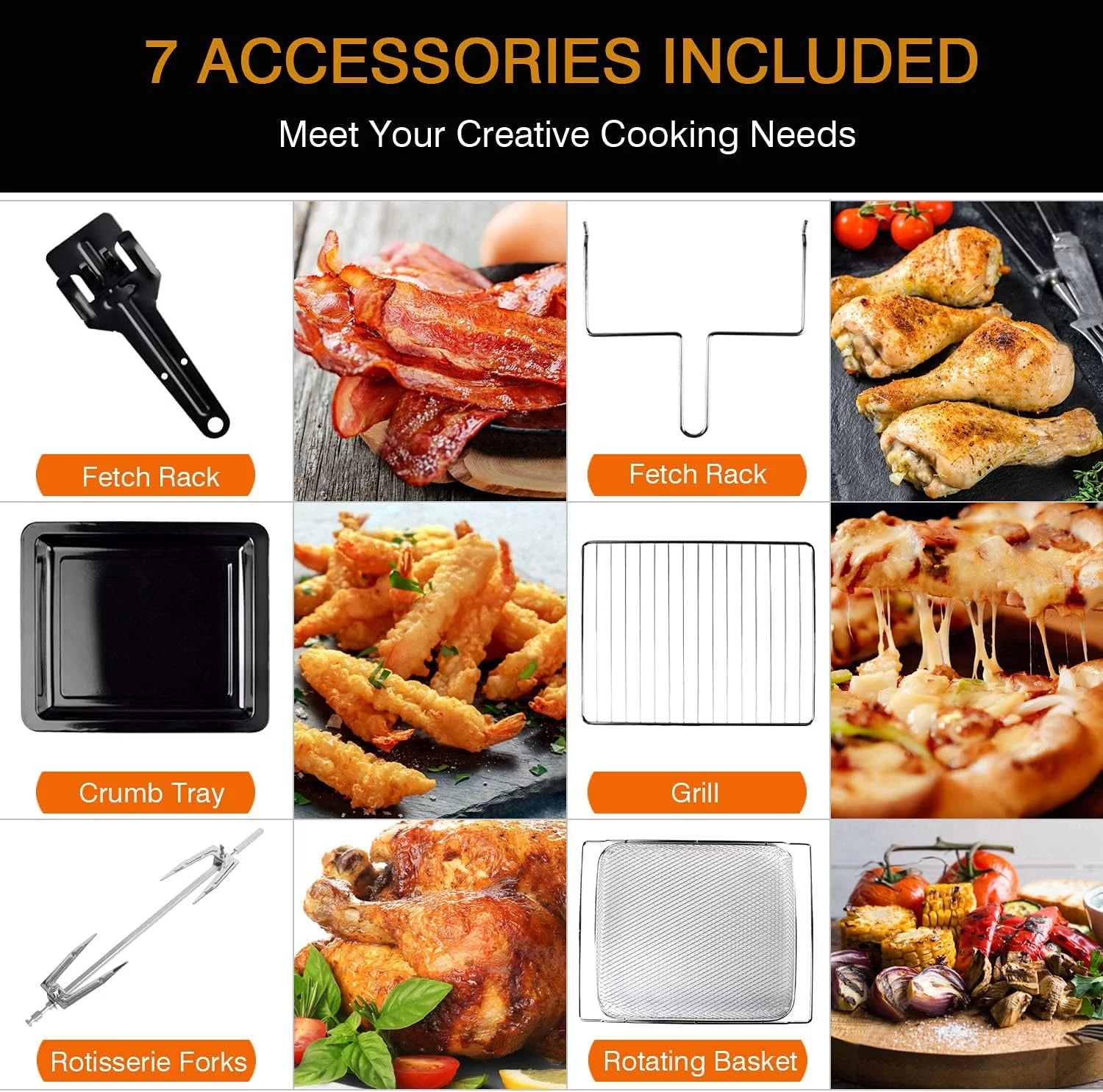 26QT Extra Large Digital Convection Oven Air Fryer Combo With Rotisserie And Dehydrator T994