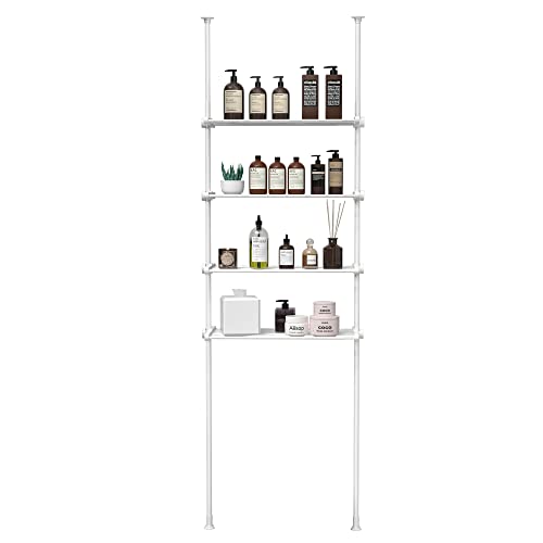 White 4 Tier Metal Over The Toilet Storage Shelf U7663