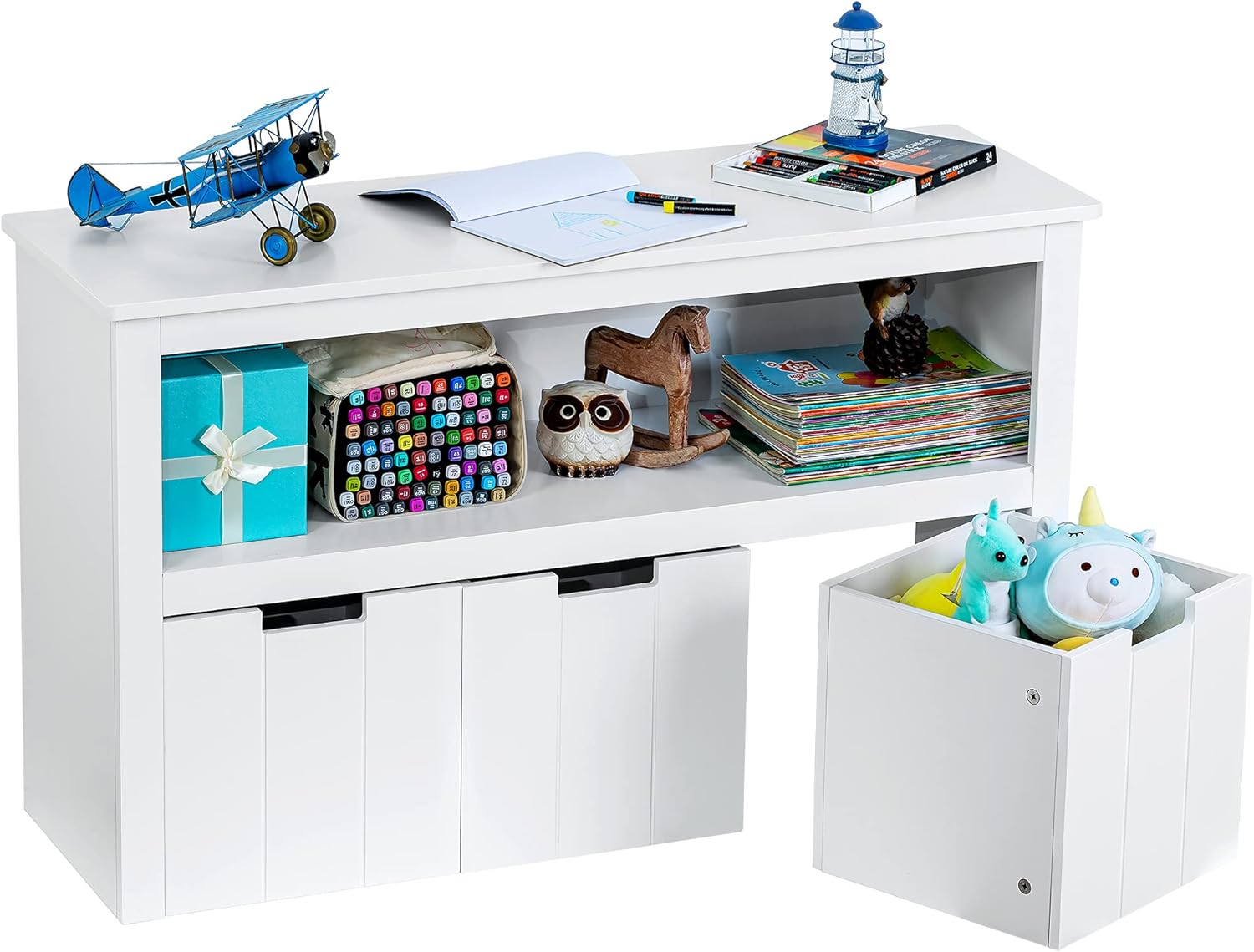 White 3 Drawer Wood Toy Storage Organizer L4007
