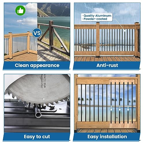 50 Pack 26" Aluminum Deck Balusters Round Black 3/4" Diameter Hollow W2529