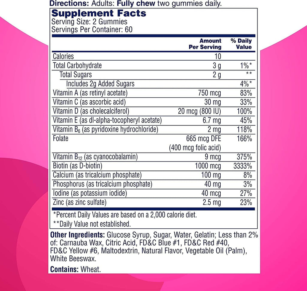 Multivitamin Gummy 120 Count with Biotin and Vitamins A, C, E & Zinc U61231